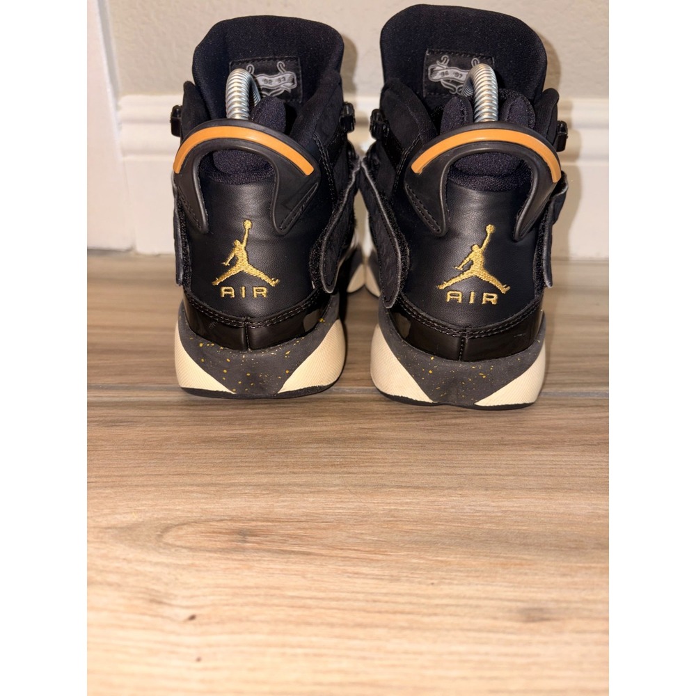 Nike Air Jordan 6 Rings 6.5 Youth/Women's 8 Black Metalic Gold Basketball Shoes - Picture 5 of 7